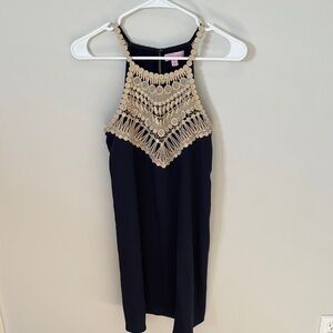 Lilly Pulitzer Navy and Gold Dress